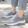 Grey mesh cushioning sports shoes, unisex daily commuting walking shoes details Picture
